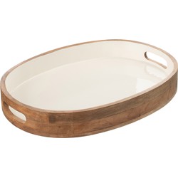 J-line - Trays Kos Wood Brown/white - 50x37x7cm