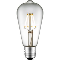 Edison Vintage LED filament lichtbron Drop - Helder - ST64 Deco - Retro LED lamp - 6.4/6.4/14cm - geschikt voor E27 fitting - Dimbaar - 4W 440lm 3000K - warm wit licht