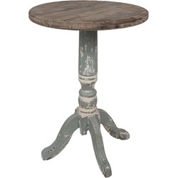 Clayre & Eef Bijzettafel Ø 48x65 cm Bruin Grijs Hout Rond