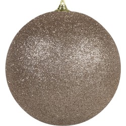 Bellatio Decorations Kerstbal - champagne - kunststof - 18 cm - Kerstbal