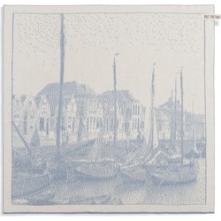 Knit Factory Haven Gebreide Keukendoek - Keukenhanddoek - Ecru/Licht Grijs - 50x50 cm