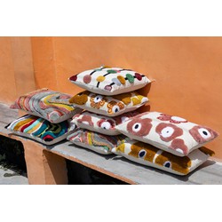 PTMD Sierkussen Bethanie - 45x4x45 cm - Borduurwerk - Geel