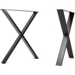 The Hairpin Leg Co. - X-Frame - Industriële poten - Tafel - H71xW58cm - Tafelpoten - Zwart