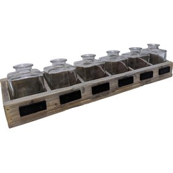 Glazen flesjes op schuine tray 6 stuks - Vaasjes decoratieve tray 51 cm | GerichteKeuze