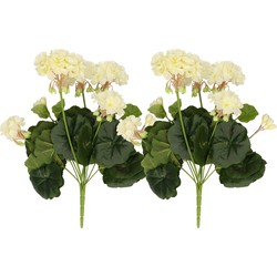 2x Kunstplanten geranium wit 30 cm - Kunstplanten