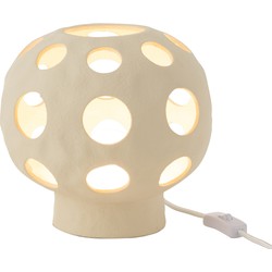 J-line - Tafel Lamp Globe Aardewerk Beige - 25x25x21.5cm