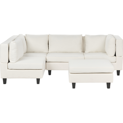 UNSTAD - 4-zitsbank met ottomaan - Gebroken wit - Rechts -  Polyester