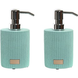 2x stuks zeeppompje/dispenser mintgroen keramiek 10 x 16 cm - Zeeppompjes