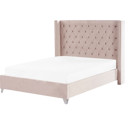 LUBBON  - Tweepersoonsbed - Pastelroze - 160 x 200 cm - Fluweel