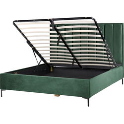 SEZANNE  - Bed met opbergruimte - Donkergroen - 180 x 200 cm - Fluweel