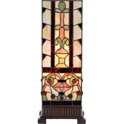 LumiLamp Tiffany Tafellamp  18x18x45 cm Beige Glas Tiffany Bureaulamp