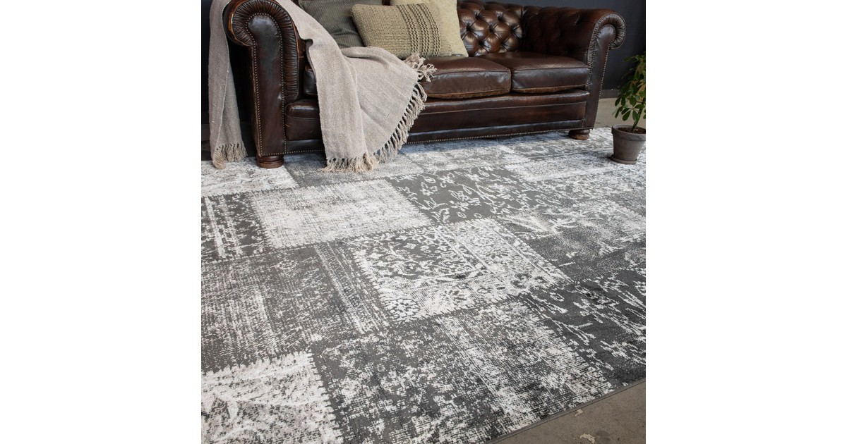 Vloerkleed Patchwork Blocks Antraciet - interieur05-185 x 275 cm - (L) Zwart - Viscose - 185 x 275 cm (L)