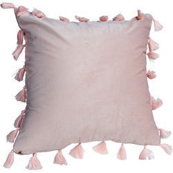 QUVIO Kussenhoes met franjes, 45 x 45cm - Licht roze