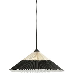 Light & Living - Hanglamp Ø60x23 cm PLEATED zwart+naturel