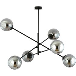 moderne hanglamp Parisi Zwart 6-lichts