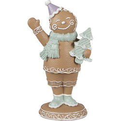 Clayre & Eef Kerstdecoratie Beeld Gingerbread man Bruin Polyresin