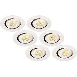 Groenovatie Inbouwspot LED 3W, Rond, Kantelbaar, Aluminium, Dimbaar, Zilver, 6-Pack