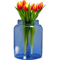 Hakbijl Glass Bloemenvaas Shape - transparant blauw - eco glas - D19 x H25 cm - Melkbus vaas - Vazen