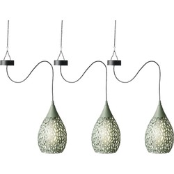 3x stuks groene solar tuinverlichting hanglamp ijzer 21 cm - Buitenverlichting