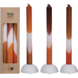 Dip Dye Candles Set 3 st. Orange/Brown