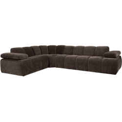WOOOD Mojo Hoekbank Links - Ribstof - Bruin - 74x310x230