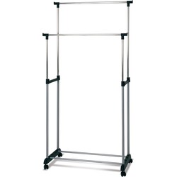 HakuShop Kledingrek - Grijs - Wieltjes - 2 hanggedeeltes- Uitschuifbaar - 80x42x96-165