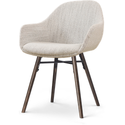 Nena-Mae eetkamerstoel beige gemêleerd - walnoot houten onderstel