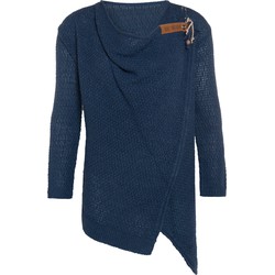 Knit Factory Emy Gebreid Dames Vest - Jeans - 40/42 - Inclusief sierspeld