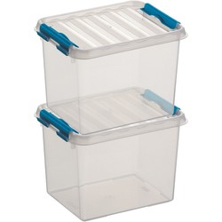 2x Kunststof stapelbare opbergbak 3 liter 20 x 15 x 14 cm - Opbergbox