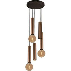 Taboron 5L hanglamp 5L 2xGU10 (excl) 3xE27 (excl) zwart + geborsteld brons