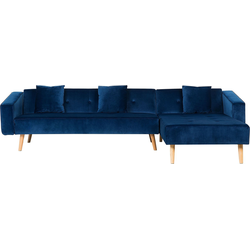 VADSO - Hoekslaapbank - Marineblauw - Linkerzijde - 303 cm - Fluweel