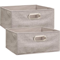 Set van 2x stuks opbergmand/kastmand 14 liter beige linnen 31 x 31 x 15 cm - Opbergmanden