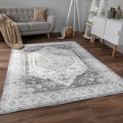 Laagpolig Vloerkleed - Cameris Vintage Design - Grijs - 240x340 cm