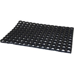 Deurmat voor buiten met gaten - 2x - rubber - zwart - 60 x 40 x 2.3 cm - Deurmatten
