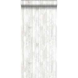 ESTAhome behang vintage sloophout planken licht warm grijs en wit
