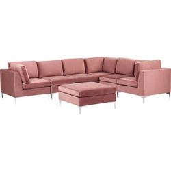 Beliani EVJA - Modulaire Sofa-Roze-Fluweel