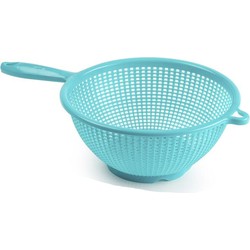Plasticforte Keuken vergiet/zeef - kunststof -A Dia 24 cm x Hoogte 11 cm - blauw - Vergieten