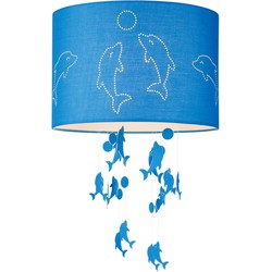 Home sweet home lampenkap Dolphins kinderkamer Ø 30 cm - blauw