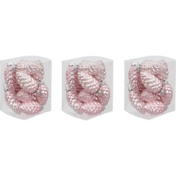 36x stuks glazen dennenappels kersthangers roze (powder) 6 cm mat/glans - Kersthangers