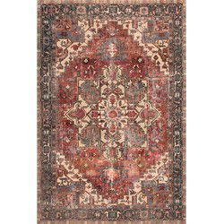 Retro Vloerkleed 230 x 160 cm - Laagpolig - Vintage - Tapijt - Kleed - Vloerkleden - Rood - 230 x 160 cm