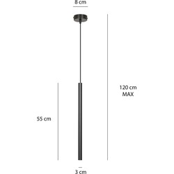 Gribskov zwarte hanglamp met lange koker 2cm diameter 1x G9
