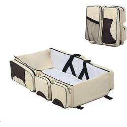 Decopatent® Baby bed - Luiertas - Reisbedje voor Baby’s en Kleuters - Opvouwbare Reiswieg - Reisbed met matras - Reistas - Creme
