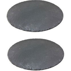 Serveerplank/onderzetter - 4x - 30 cm - leisteen - rond - hapjesplank - Serveerplanken