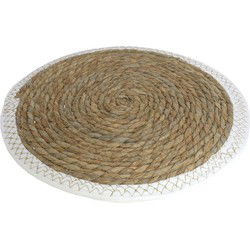 Pannenonderzetter - zeegras - rond - 34x34 cm - naturel/wit - Panonderzetters