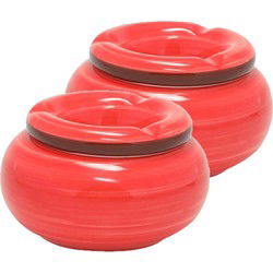 Set van 2x stuks dolomite keramiek storm asbakken rood 13,5 x 7 cm - Asbakken