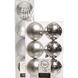 Decoris kerstballen 10x stuks zilver 8-10 cm kunststof - Kerstbal
