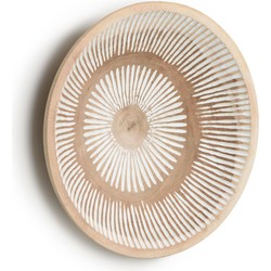 Kave Home - Melisa wandpaneel massief houten mungur met witte strepen Ø 45 cm
