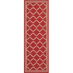 Safavieh Trellis Indoor/Outdoor Woven Area Rug, Courtyard Collection, CY6889, in Rood & Beige, 69 X 244 cm