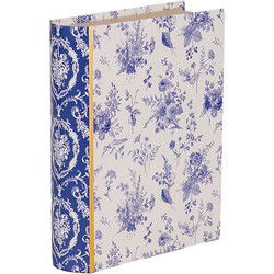Clayre & Eef Opbergdoos Boeken 17x14x5 cm Wit Blauw Karton Rechthoek
