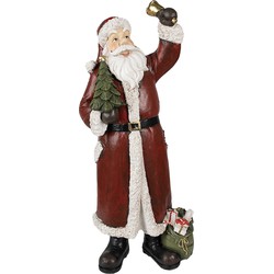 Clayre & Eef Beeld Kerstman 22x15x51 cm Rood Polyresin Kerstdecoratie